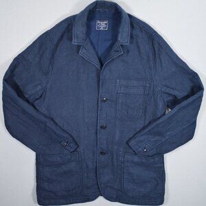 Abercrombie & Fitch Linen Cotton Chore Jacket Blue Workwear Utility Men's M 40